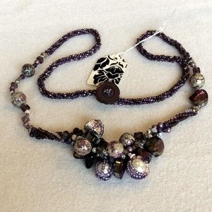 FINAL SALE PRICE CL Designs Crochet Embellished Necklace in Purple